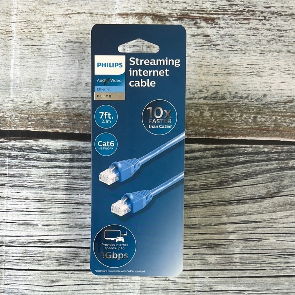 Philips Blue Streaming Internet Cable Cat-6 Network Size ( 7ft. / 2.1m )